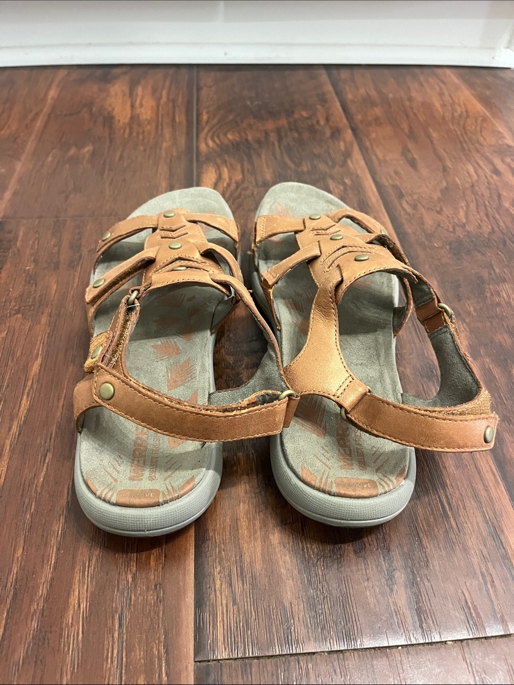 Merrell Tan Leather Hook-and-Loop Sport Sandals - Picture 3 of 6